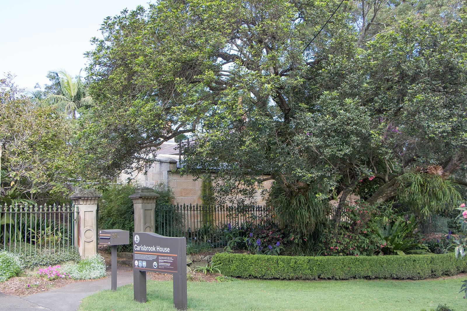 Garden path and entrance gate leading to Carisbrook House in Lane Cove, Sydney